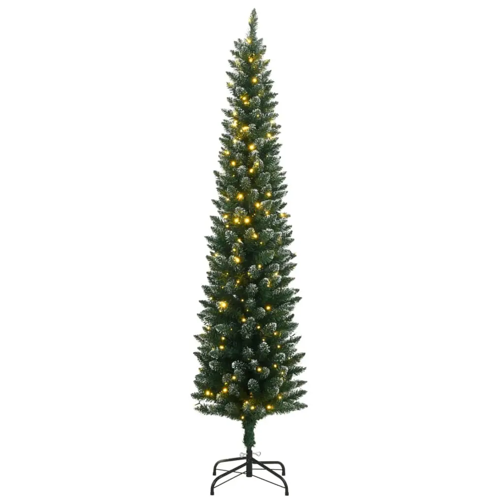 Artificial Slim Christmas Tree 150 LEDs 120 cm Green Holiday Decoration Xmas