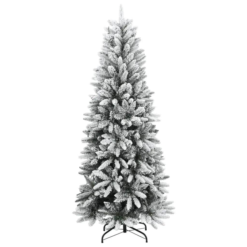 Artificial Christmas Tree 120cm 150 LED Lights Flocked Snow Green Seasonal Decor