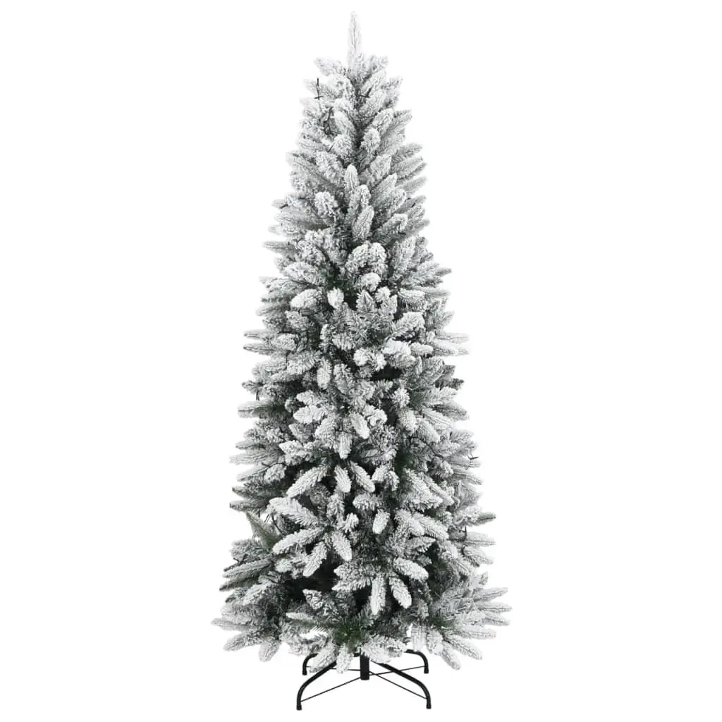 Artificial Christmas Tree 210cm Green 300 LED Lights Flocked Snow Holiday Decor