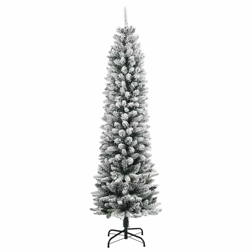 Artificial Christmas Tree 120cm Green 150 LEDs Flocked Snow Slim Bushy Realistic