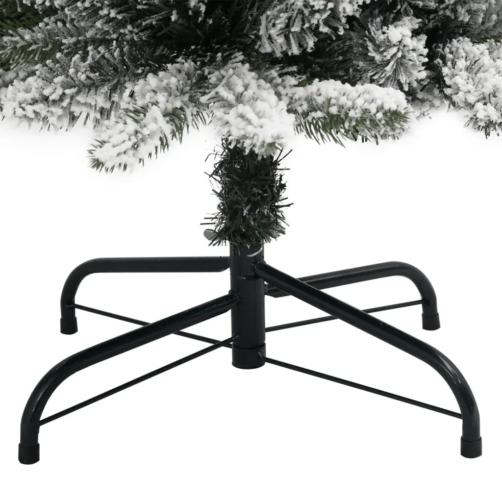 Artificial Christmas Tree 150cm 150 LEDs Flocked Snow Green Slim Bushy Holiday