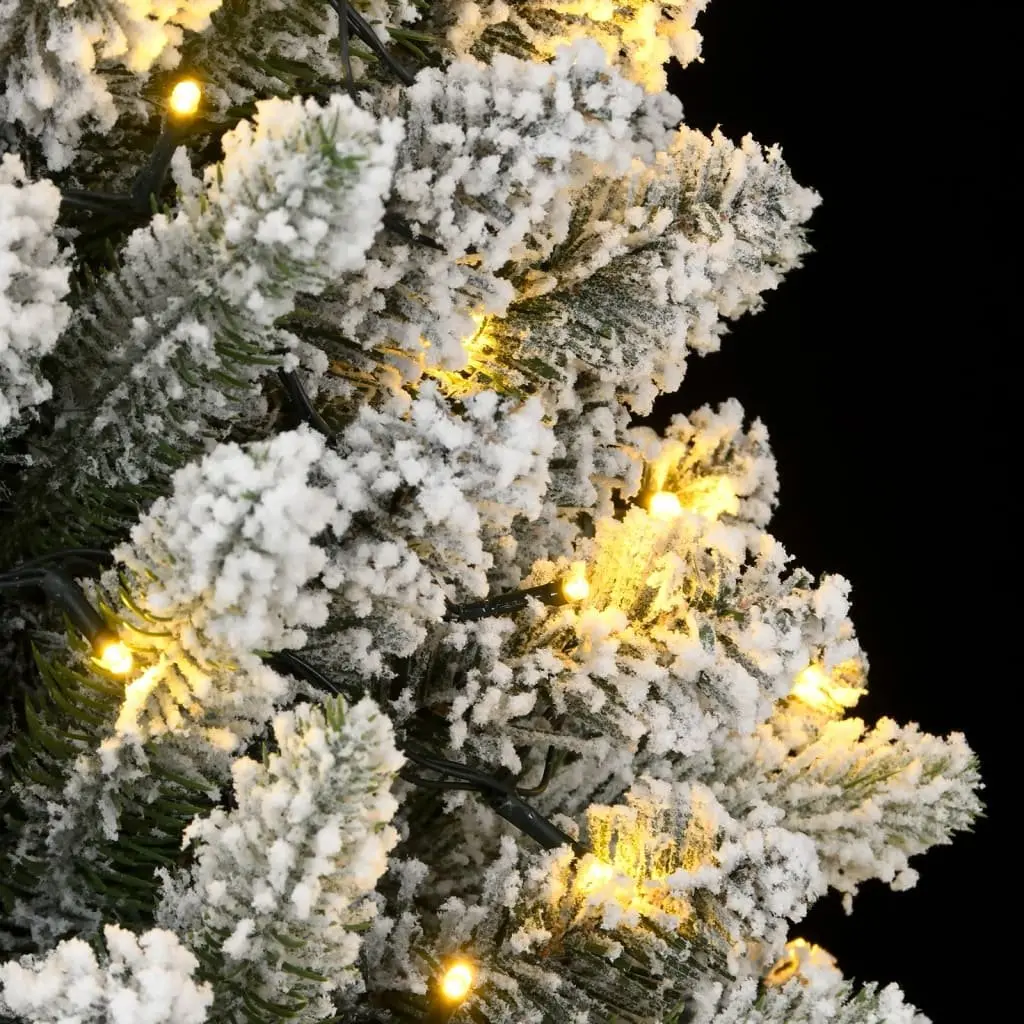Artificial Christmas Tree 240cm 300 LEDs Flocked Snow Slim Green Xmas Decor