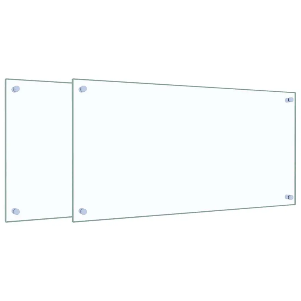 Kitchen Backsplash Tempered Glass Splash Guard 80x40 cm Transparent Set of 2