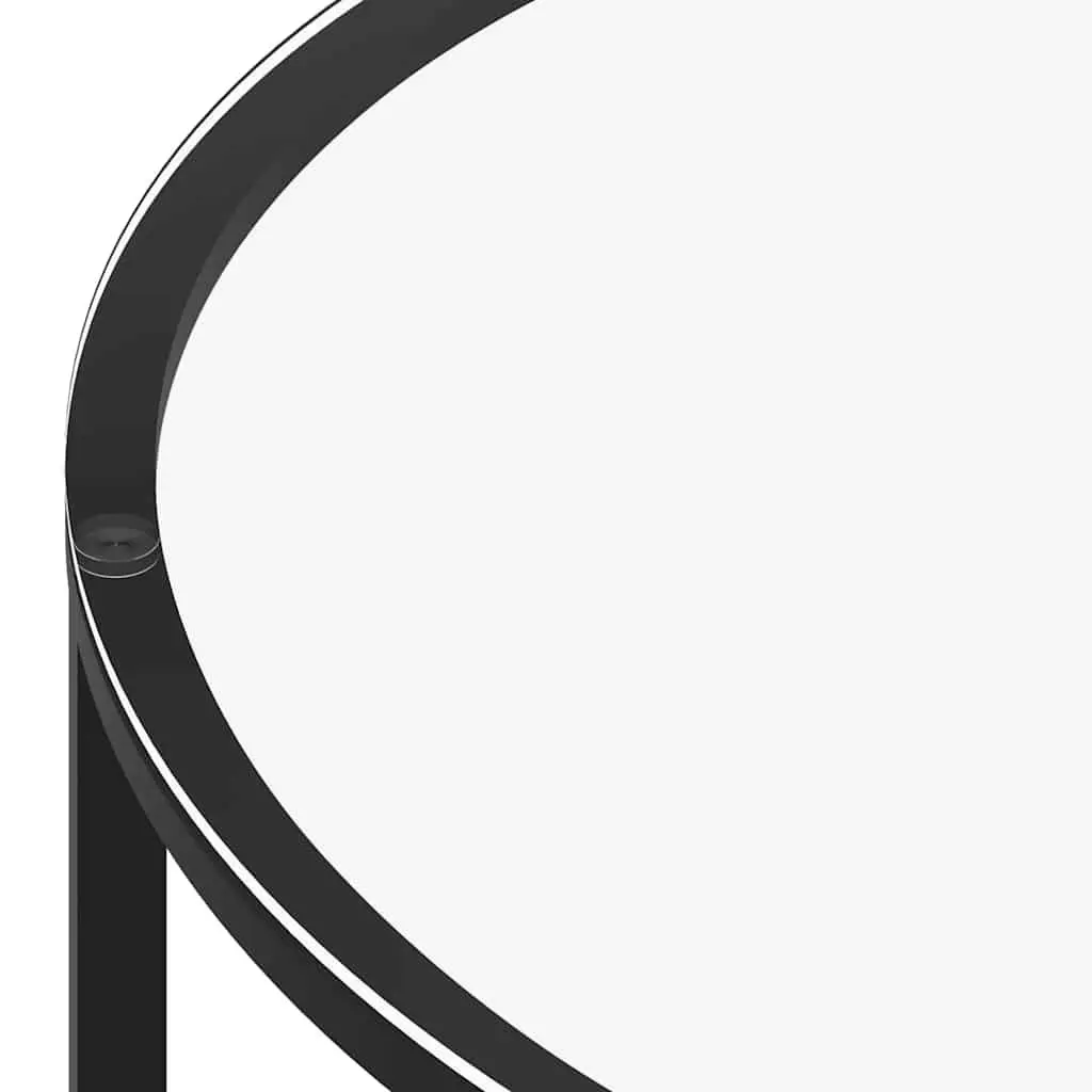 Tea Table Modern Black Marble Glass Top 70cm 2-Tier