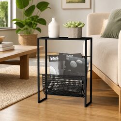 Magazine Rack Black Steel Storage Organiser Display Stand Living Room Office