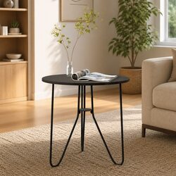 End Table Black 48 cm Modern Tea Coffee Table Accent Living Room Furniture