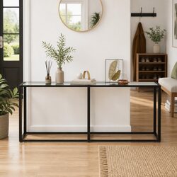Console Table Tempered Glass End Table Modern Living Room Accent Furniture 180cm