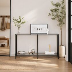 Tempered Glass Console Table with Shelf Storage Living Room Accent Furniture
