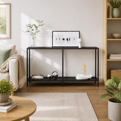 Console Table Black End Table with Shelf Living Room Accent Furniture