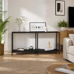 Console Table Black Tempered Glass Side End Table Living Room Furniture Storage