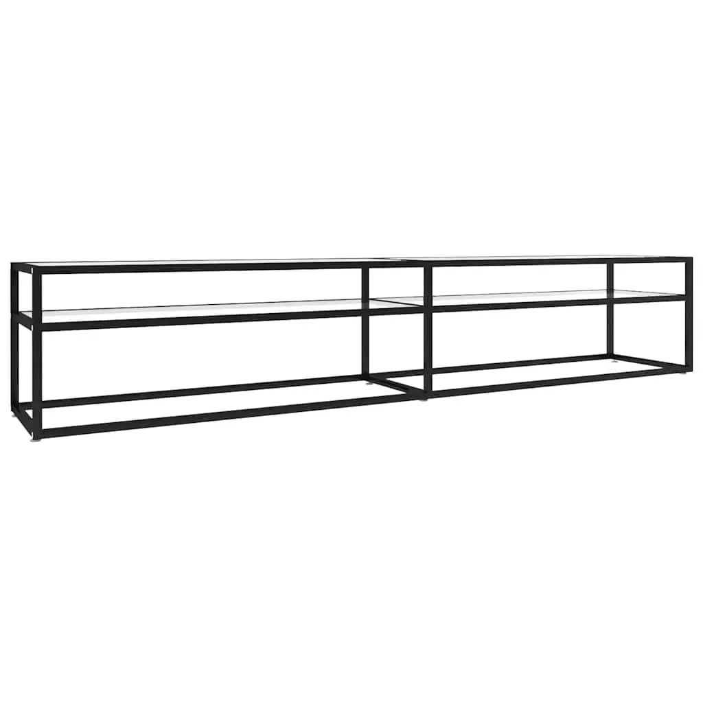 TV Cabinet Tempered Glass Transparent Media Storage Unit 220 x 40 x 40.5 cm
