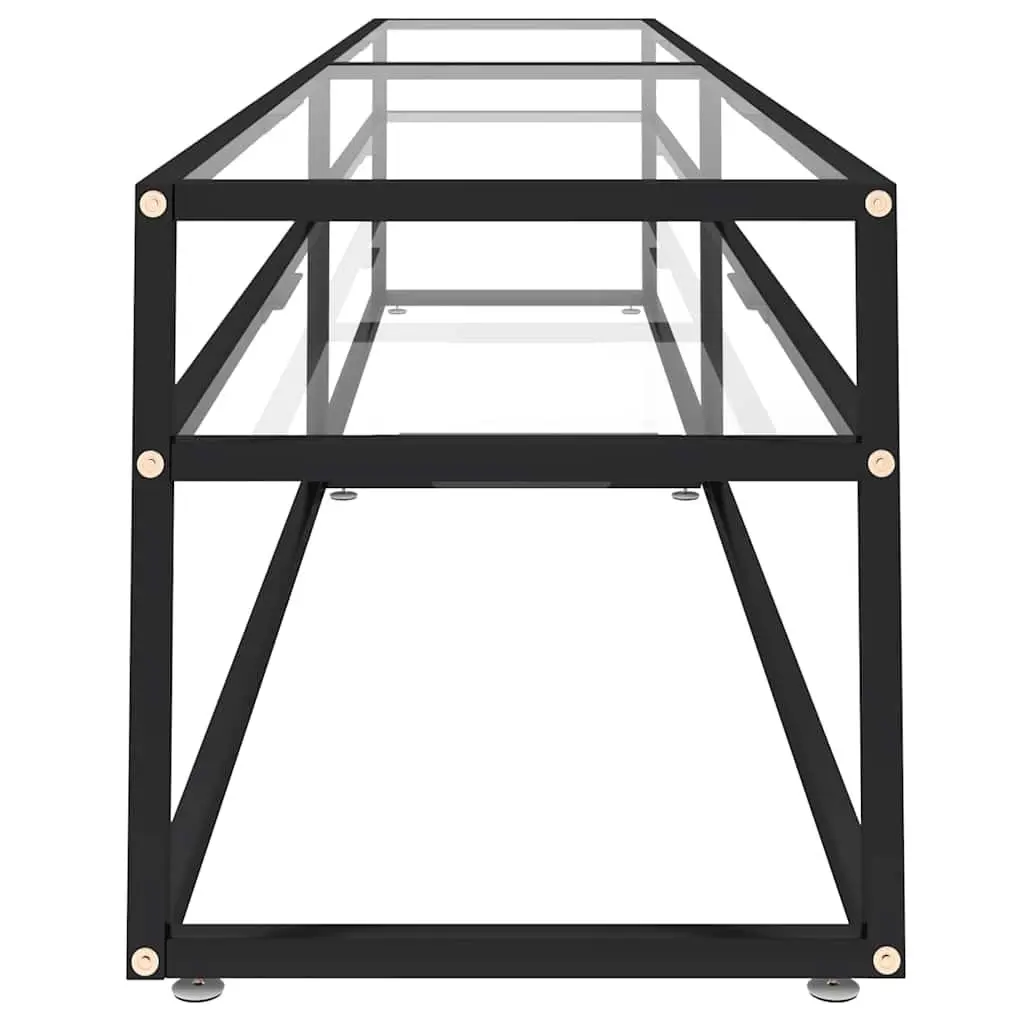 TV Cabinet Tempered Glass Transparent Media Storage Unit 220 x 40 x 40.5 cm