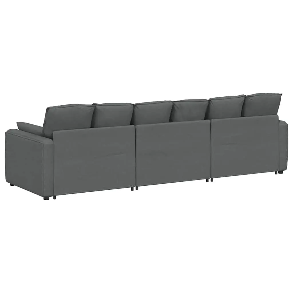Modular Sectional Sofa Three-Seater Lounger Grey Cushions Living Room Furniture