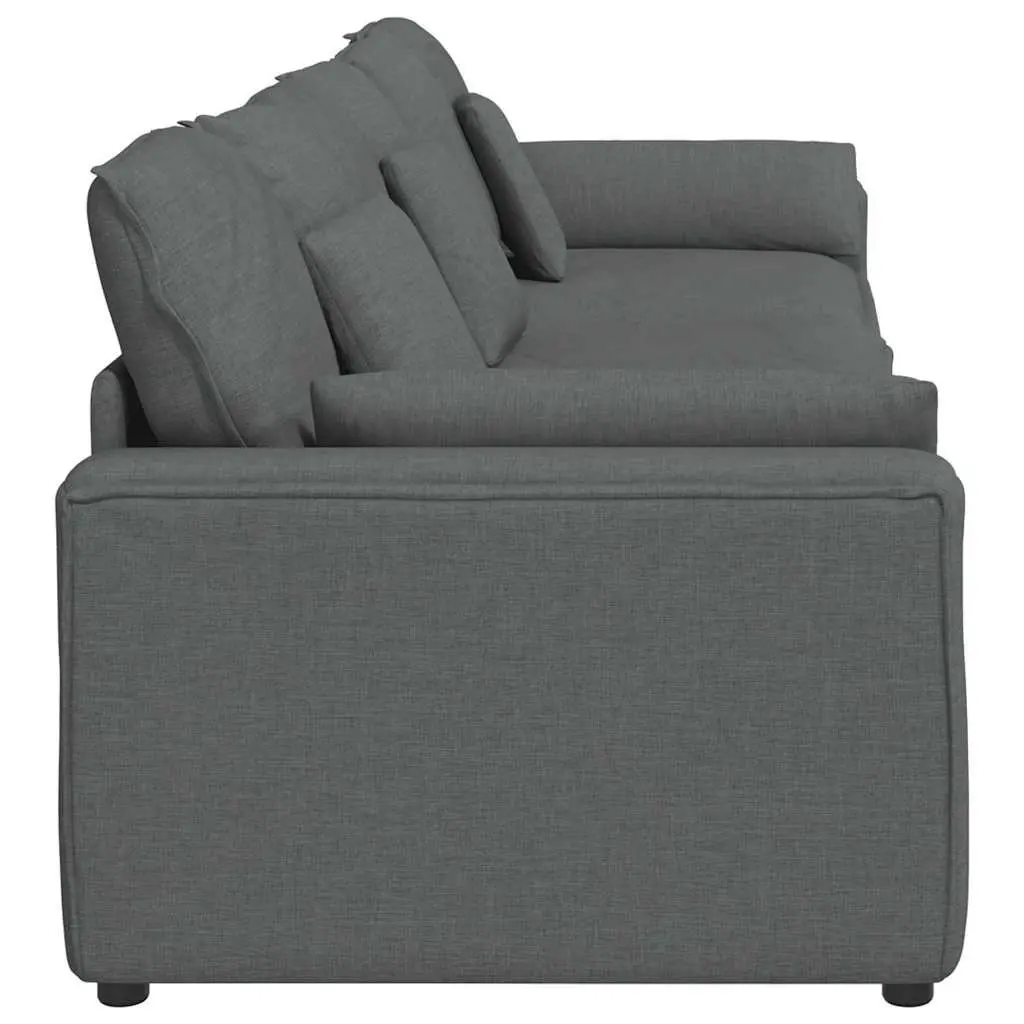 Modular Sectional Sofa Three-Seater Lounger Grey Cushions Living Room Furniture