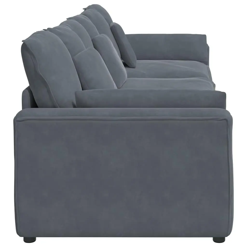 Modular Sofa Sectional Unit Three Sections Grey Velvet