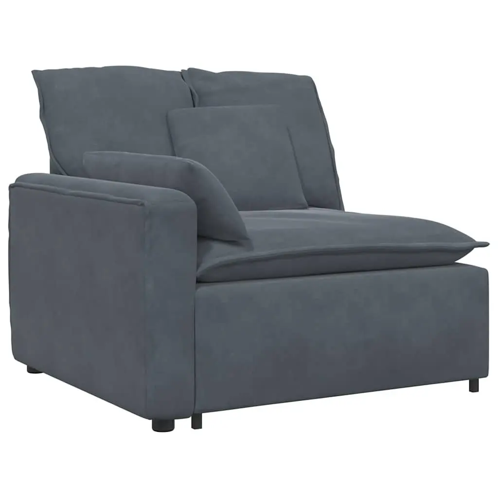 Modular Sectional Sofa Grey Velvet Four Sections with Footstool