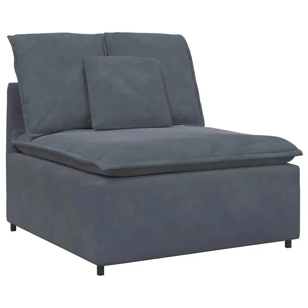 Modular Sectional Sofa Grey Velvet Four Sections with Footstool