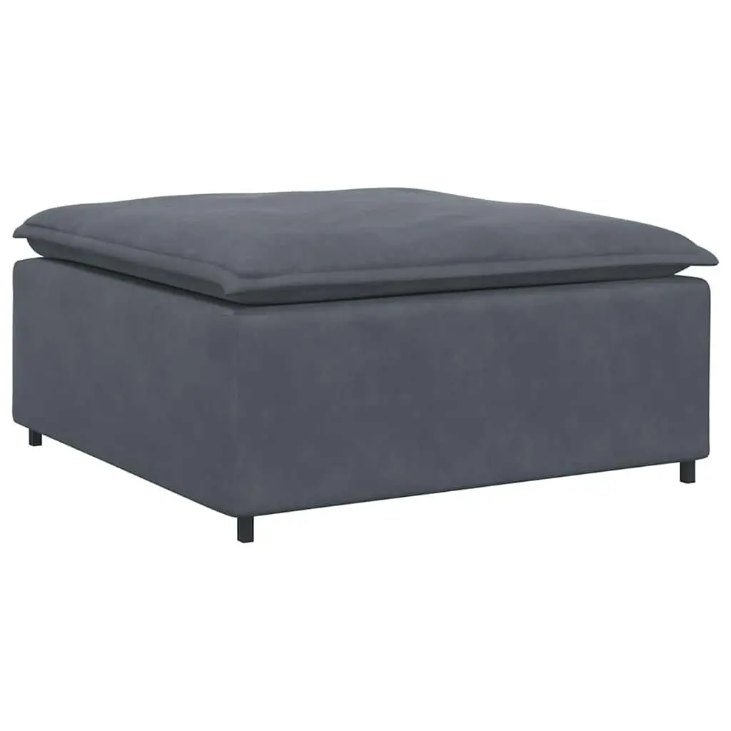 Modular Sectional Sofa Grey Velvet Four Sections with Footstool
