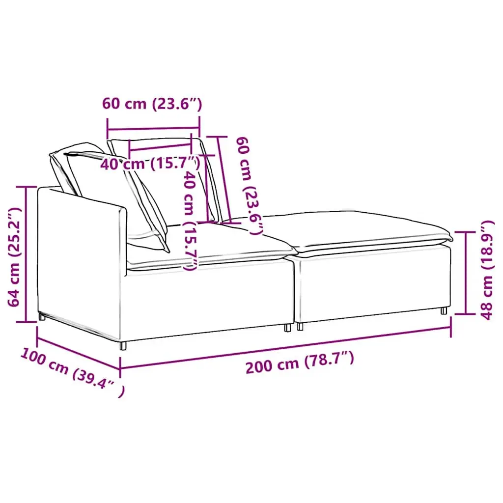 Modular Sofa Sectional Velvet Upholstery Grey with Footstool Cushions
