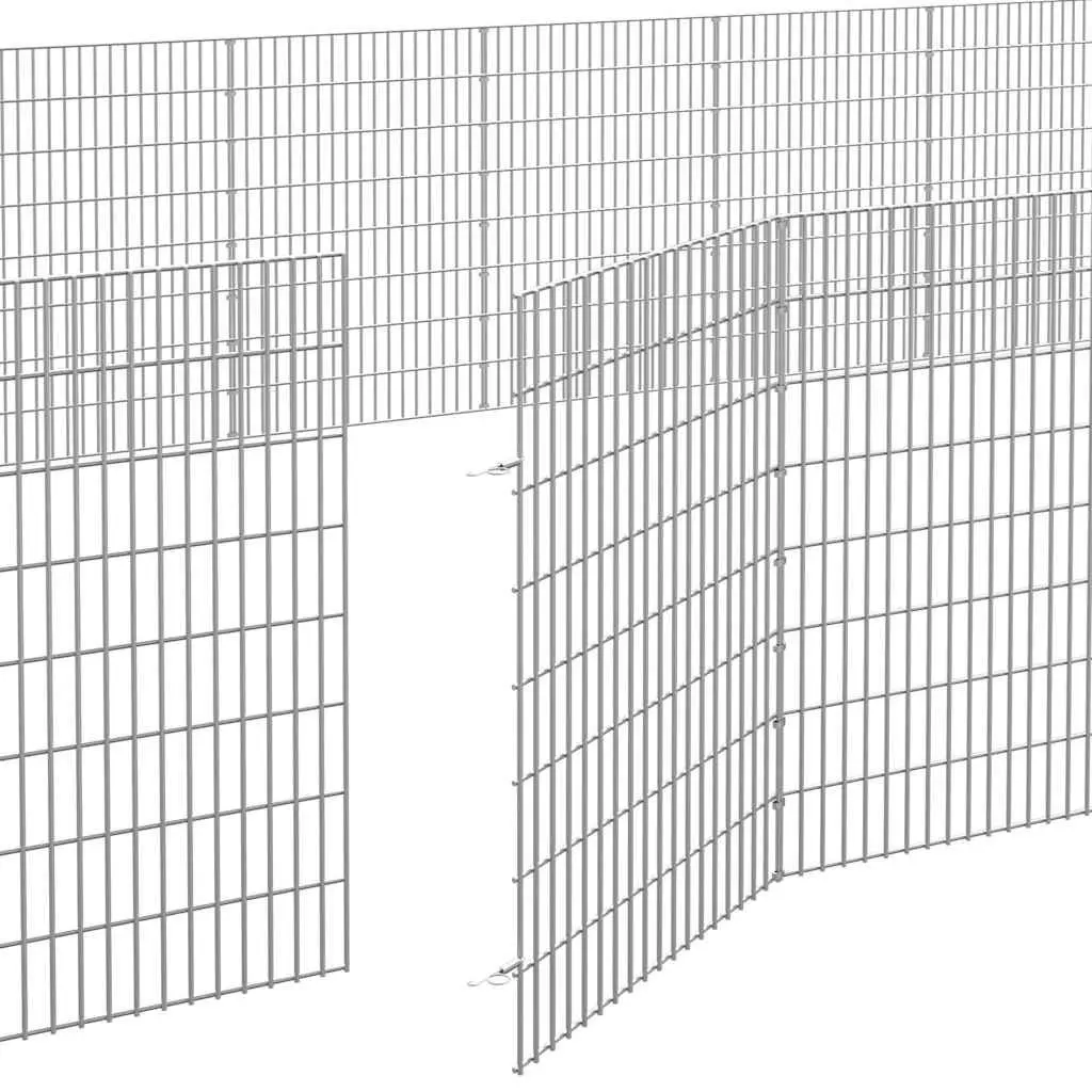 Small Animal Enclosure 24 Panels Galvanised Iron Silver Playpen for Rabbit Guinea Pig