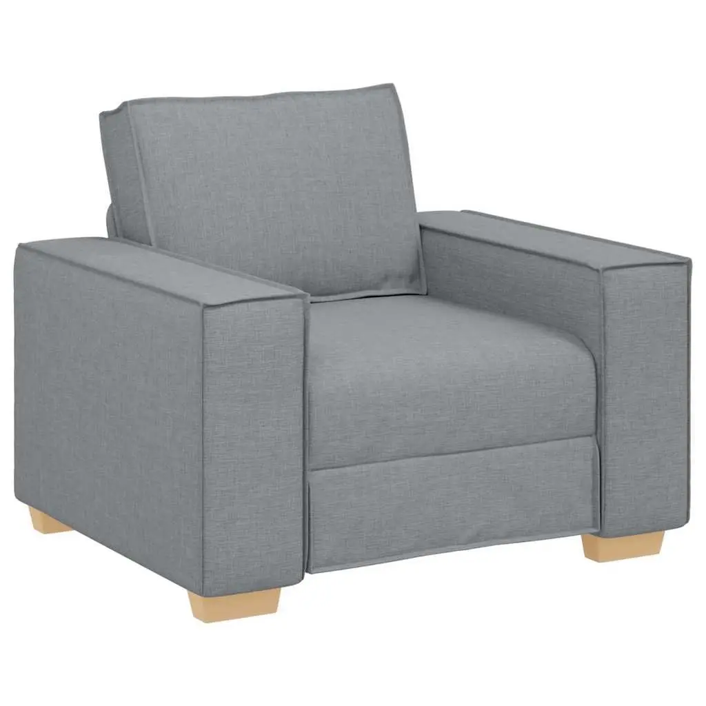 3-Piece Sofa Set Linen-Blend Fabric Light Grey Living Room Sectional Furniture