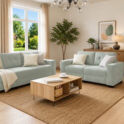 3-Piece Velvet Sofa Set Grey Armchair 2-Seater 3-Seater Lounge Suite Modern