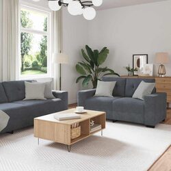3 Piece Sofa Set Grey Velvet Armchair 2 Seater 3 Seater Modern Lounge Suite