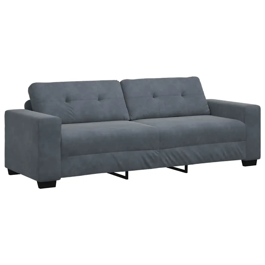 3 Piece Sofa Set Grey Velvet Armchair 2 Seater 3 Seater Modern Lounge Suite