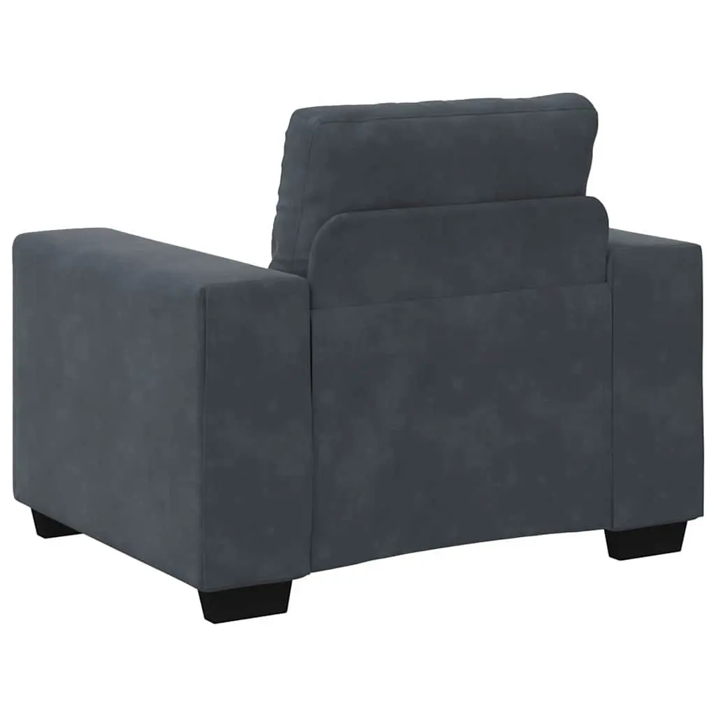 3 Piece Sofa Set Grey Velvet Armchair 2 Seater 3 Seater Modern Lounge Suite