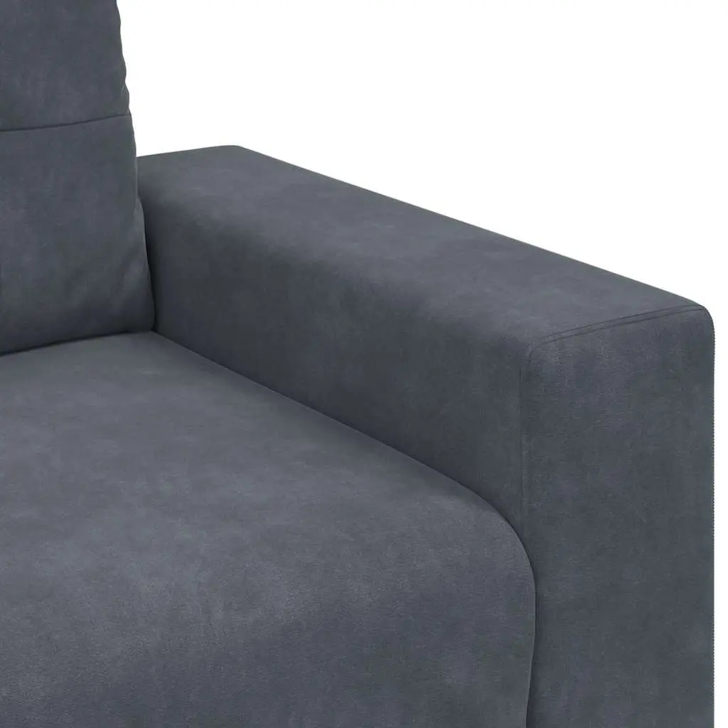 3 Piece Sofa Set Grey Velvet Armchair 2 Seater 3 Seater Modern Lounge Suite