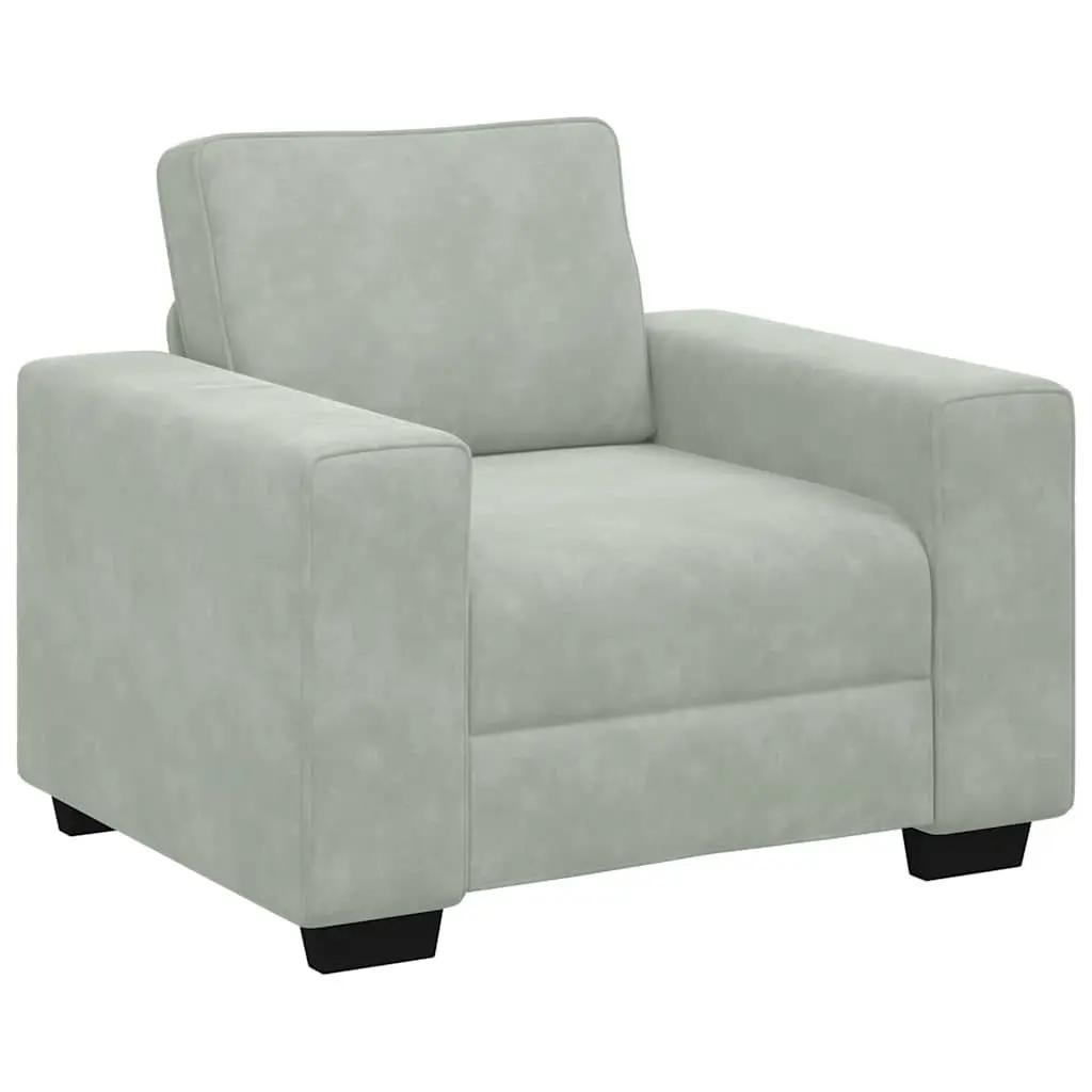3 Piece Sofa Set Grey Velvet Lounge Couch with Cushions Living Room Furniture