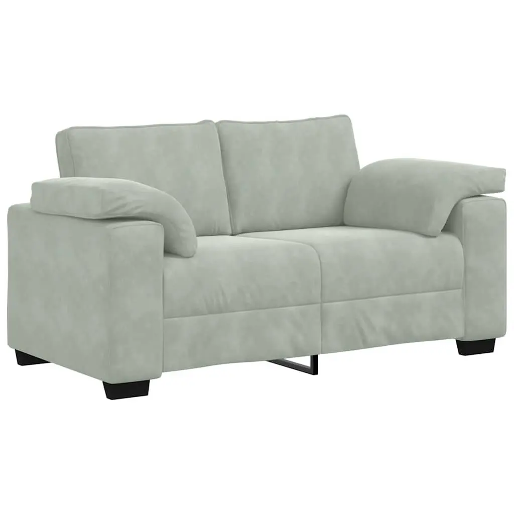 3 Piece Sofa Set Grey Velvet Lounge Couch with Cushions Living Room Furniture
