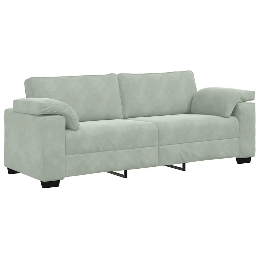 3 Piece Sofa Set Grey Velvet Lounge Couch with Cushions Living Room Furniture