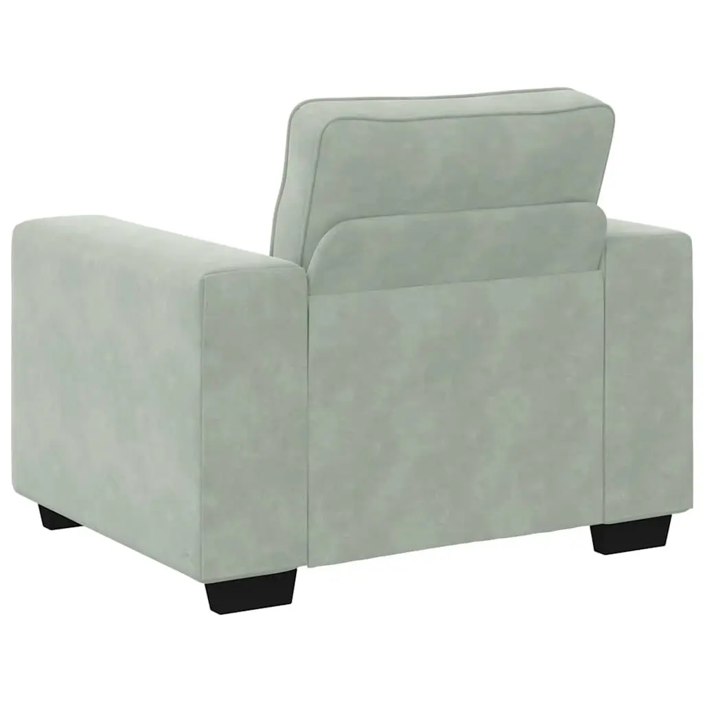 3 Piece Sofa Set Grey Velvet Lounge Couch with Cushions Living Room Furniture