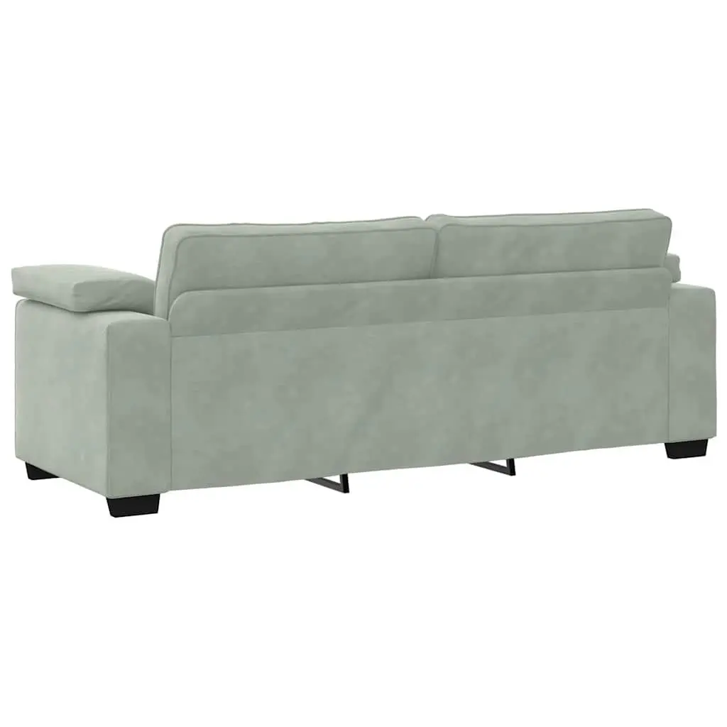3 Piece Sofa Set Grey Velvet Lounge Couch with Cushions Living Room Furniture