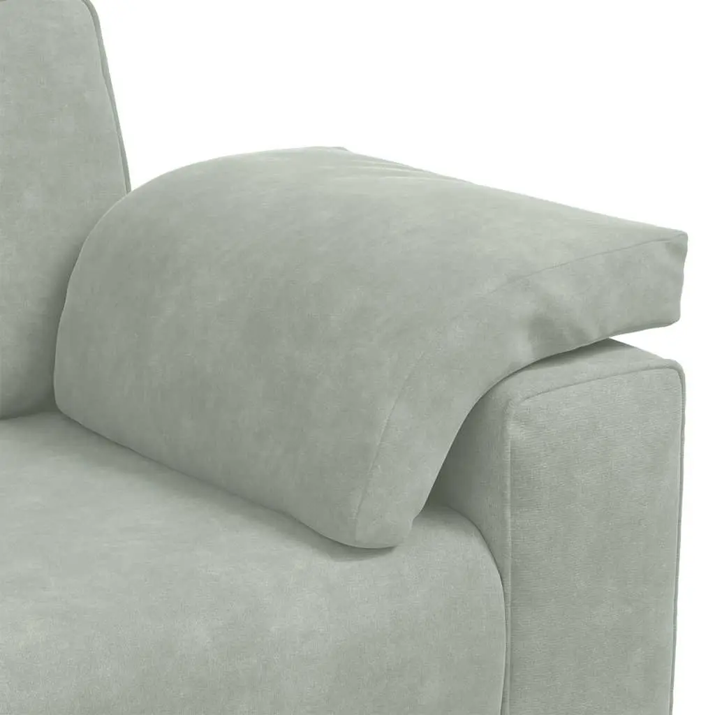 3 Piece Sofa Set Grey Velvet Lounge Couch with Cushions Living Room Furniture