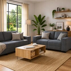 2 Piece Sofa Set Grey Velvet Lounge Suite Living Room Furniture Armrests