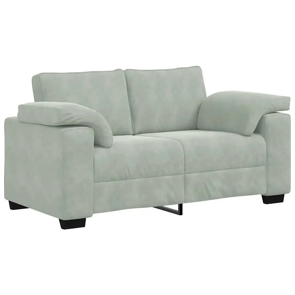 2 Piece Sofa Set Grey Velvet Upholstered Lounge Living Room Furniture Armrests
