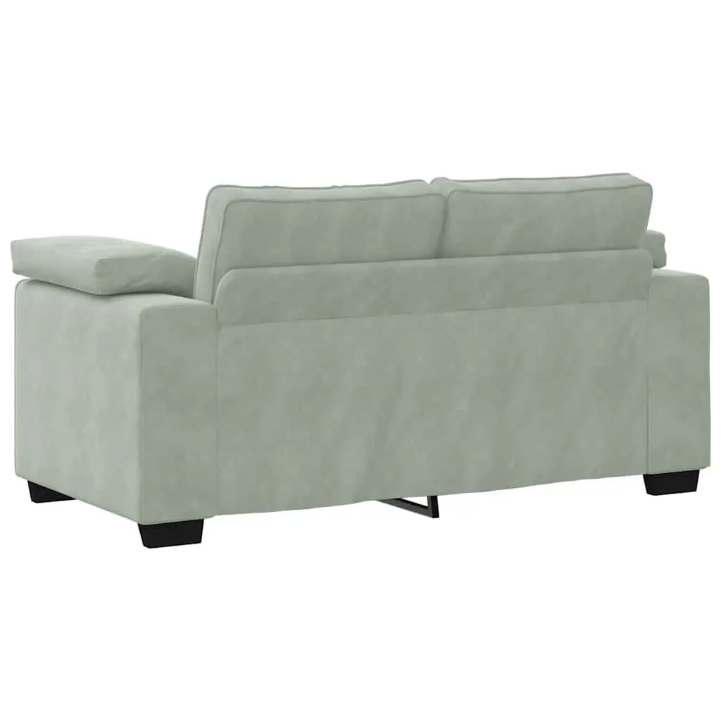 2 Piece Sofa Set Grey Velvet Upholstered Lounge Living Room Furniture Armrests
