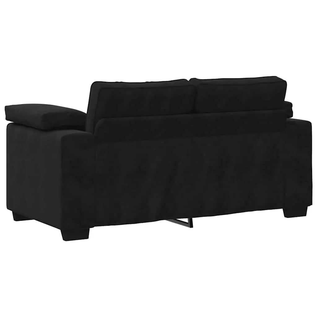 2 Piece Sofa Set Soft Velvet Upholstered Black with Cushions Armrests