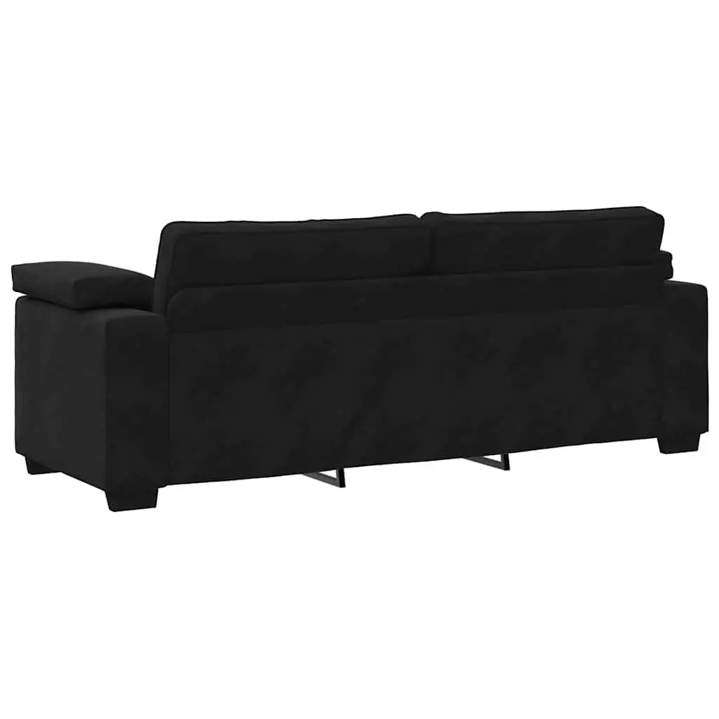 2 Piece Sofa Set Soft Velvet Upholstered Black with Cushions Armrests