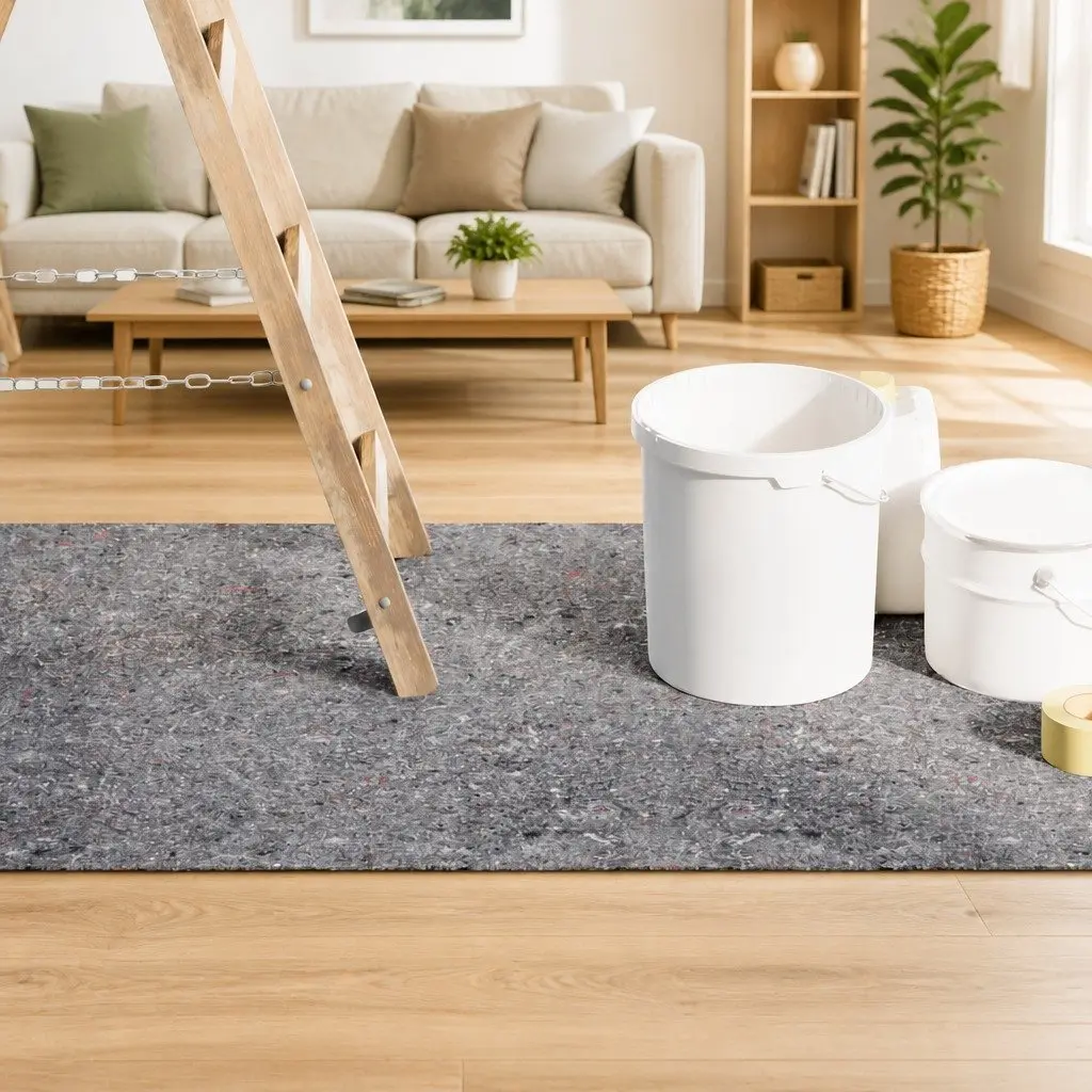 Painter Fleece Floor Protection Non-slip 1m x 10m Grey 2 Piece