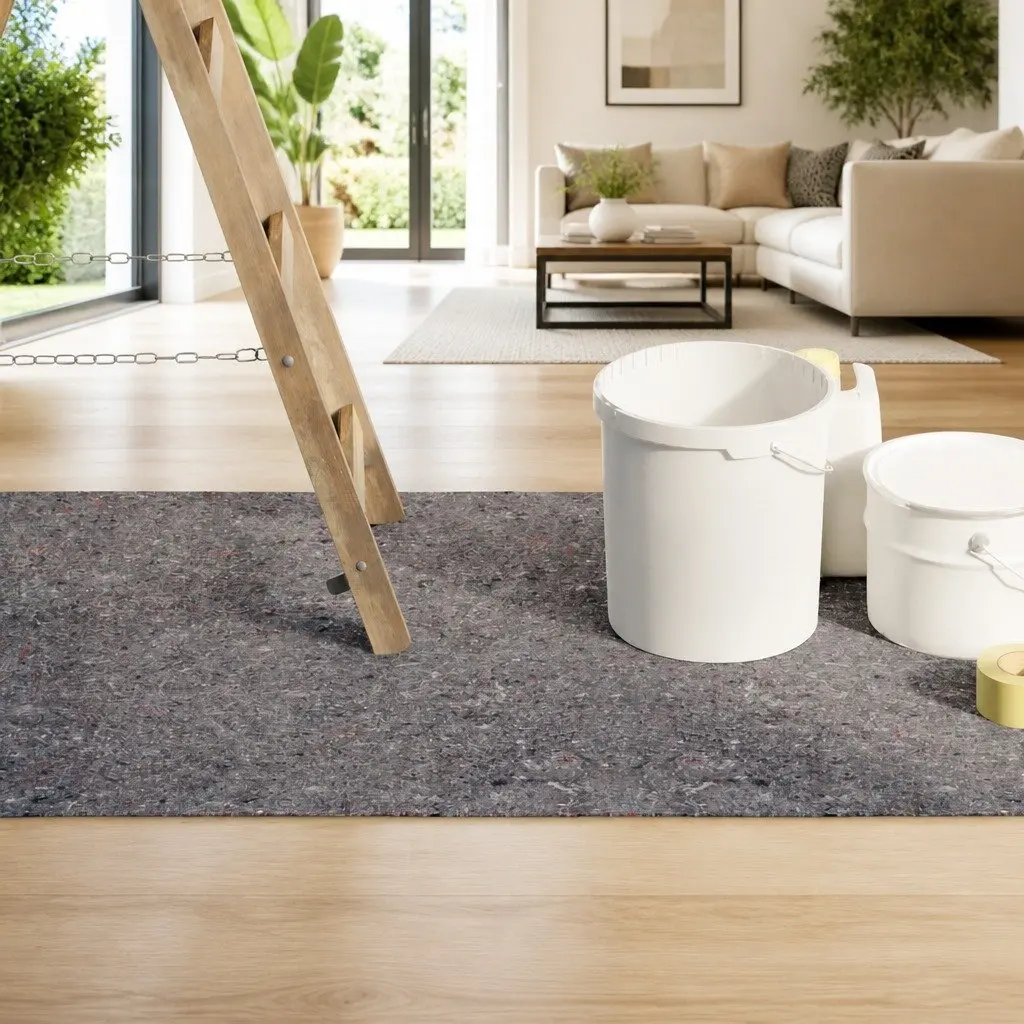 Painter Fleece Floor Protection Non-slip 25m x 1m Grey Non-woven Fabric with PE Film Backing