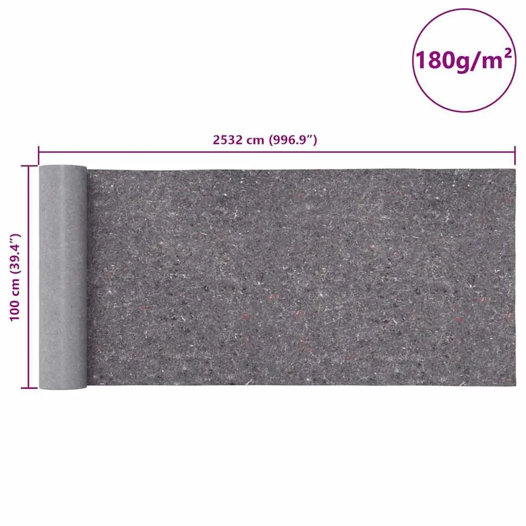 Painter Fleece Floor Protection Non-slip 25m x 1m Grey Non-woven Fabric with PE Film Backing