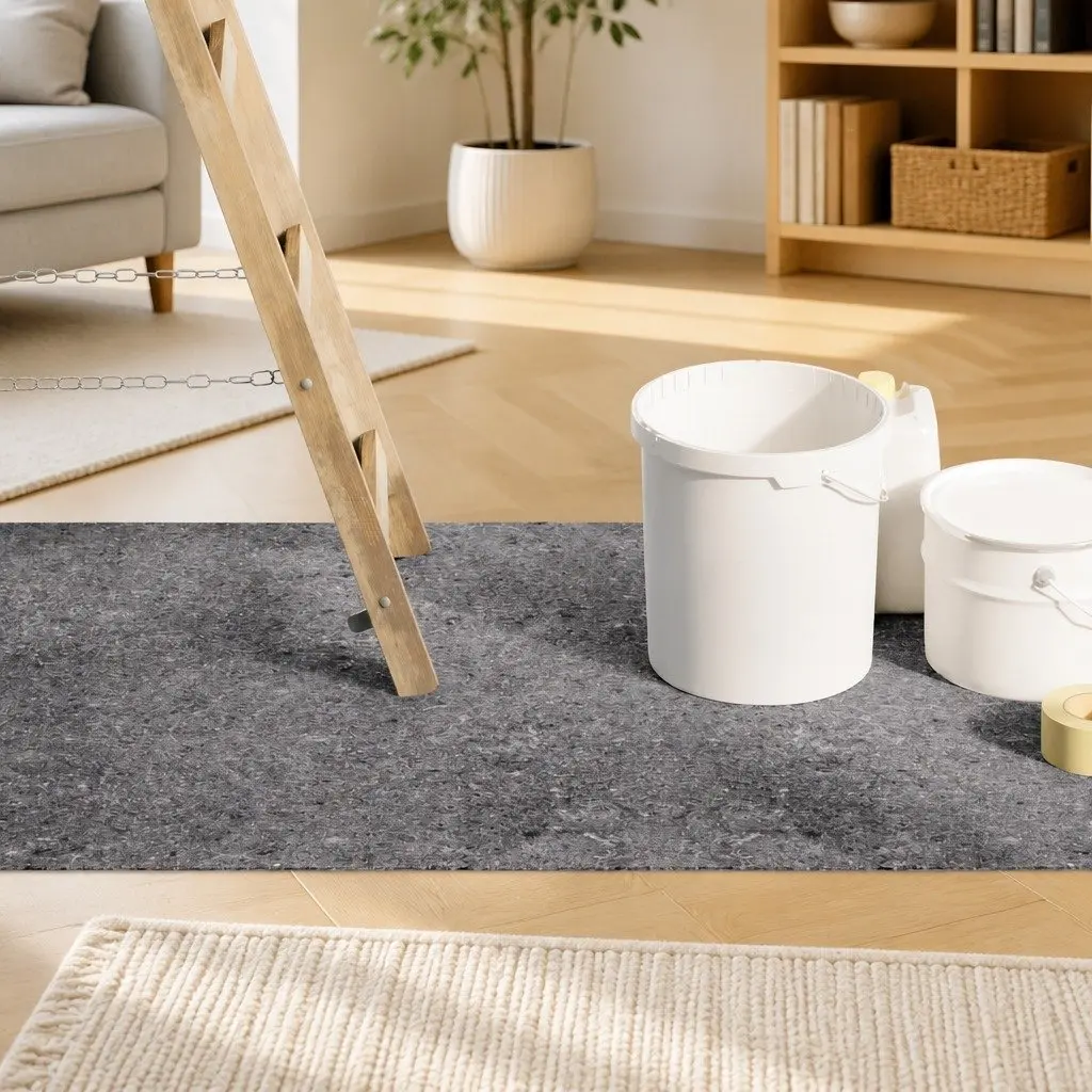Painter Fleece Floor Protection Non-slip 10m x 1m Grey 2 Pack
