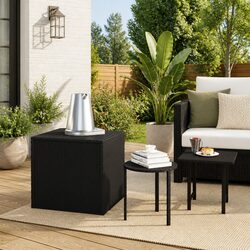 Outdoor Side Tables Set 3 pcs Black Garden Patio Furniture Weather Resistant