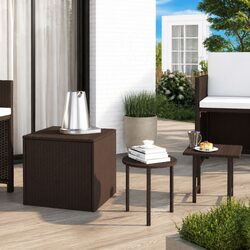 Garden Side Tables Set 3 pcs Brown Outdoor Patio Furniture Poly Rattan