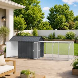 Outdoor Bird Cage Rectangular Anthracite Large Galvanised Steel Garden Aviary
