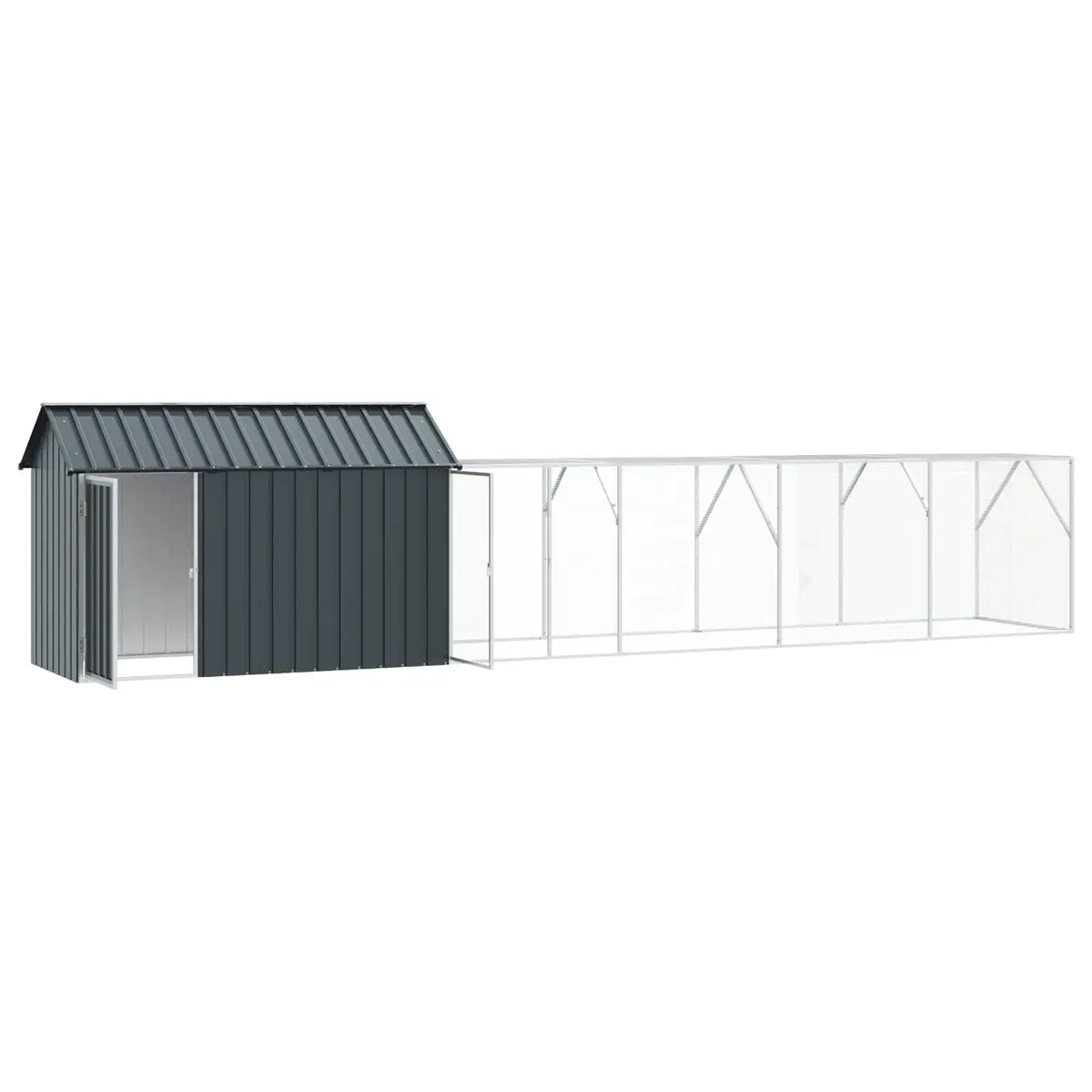 Bird Cage Outdoor Spacious Rectangular Anthracite Galvanised Steel Garden Aviary