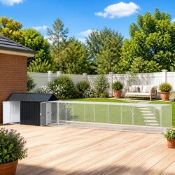 Rectangular Outdoor Bird Cage Anthracite 821.5x111x142cm Galvanised Steel Aviary